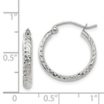 Lataa kuva Galleria-katseluun, 14k White Gold Diamond Cut Round Hoop Earrings 18mm x 2.5mm
