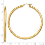 Carregar imagem no visualizador da galeria, 10K Yellow Gold Satin Diamond Cut Round Hoop Earrings 56mm x 3mm
