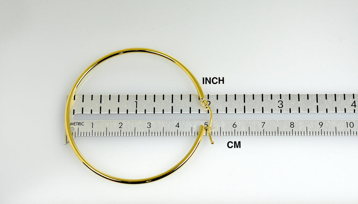 14K Yellow Gold 50mm x 2mm Lightweight Classic Round Hoop Earrings