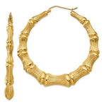Загрузить изображение в средство просмотра галереи, 14K Yellow Gold Bamboo Hoop Earrings 53mm
