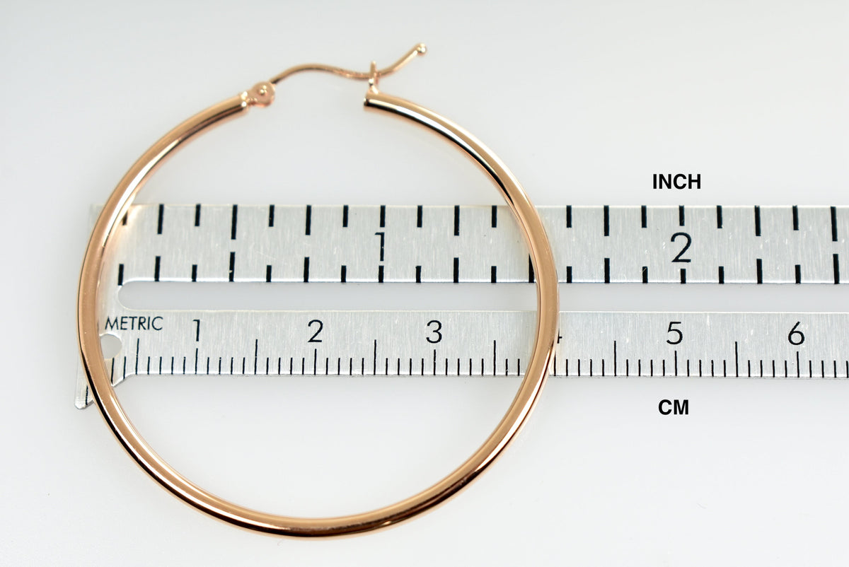 14k rose gold classic round hoop earrings 40mm x 2mm