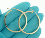 Lade das Bild in den Galerie-Viewer, 10k Yellow Gold Classic Square Tube Round Hoop Earrings 35mm x 4mm
