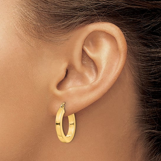 10k yellow gold classic square tube round hoop earrings 19mm x 3mm