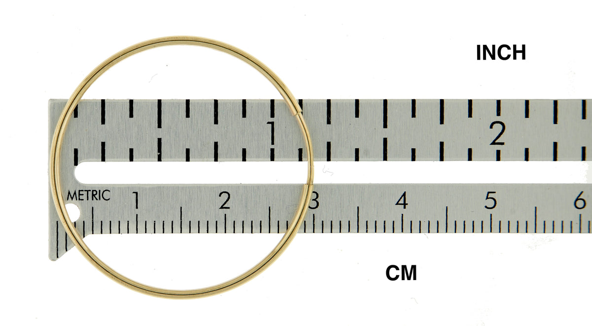 14k yellow gold round endless hoop earrings 27mm x 1.25mm