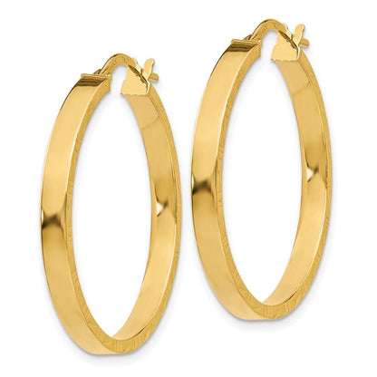 10k yellow gold diamond cut edge round hoop earrings 29mm x 3mm