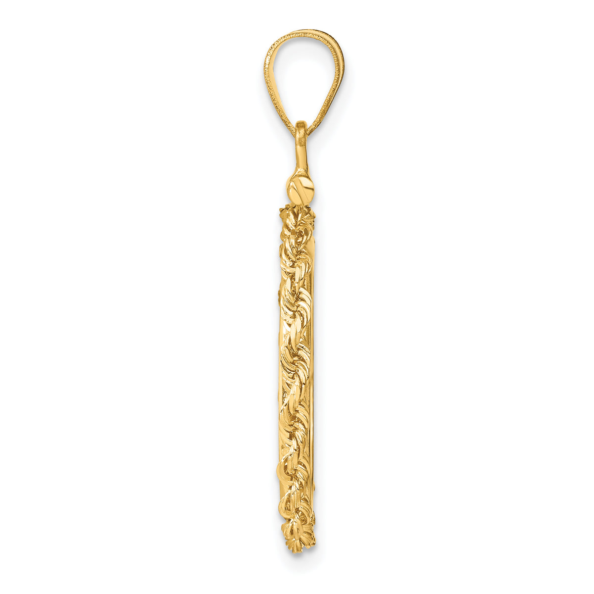 14K Yellow Gold 18 mm Coin Bezel Holder Pendant Charm Diamond Cut Rope Edge US Dime 1/10 oz Panda Cat Screw Top