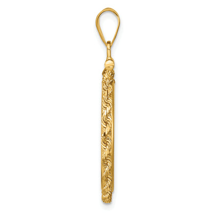 14K Yellow Gold 21.6 mm Coin Bezel Holder Pendant Charm Diamond Cut Rope Edge US $5 Dollar Liberty Indian Statue of Liberty Bald Eagle Congressional Screw Top
