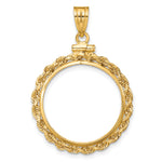 画像をギャラリービューアに読み込む, 14K Yellow Gold 21.6 mm Coin Bezel Holder Pendant Charm Diamond Cut Rope Edge US $5 Dollar Liberty Indian Statue of Liberty Bald Eagle Congressional Screw Top
