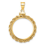 画像をギャラリービューアに読み込む, 14K Yellow Gold 21.6 mm Coin Bezel Holder Pendant Charm Diamond Cut Rope Edge US $5 Dollar Liberty Indian Statue of Liberty Bald Eagle Congressional Screw Top
