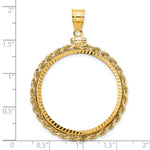 Charger l'image dans la galerie, 14K Yellow Gold 32.7 mm Coin Bezel Holder Pendant Charm Diamond Cut Rope Edge 1 oz American Eagle Cat Krugerrand Screw Top
