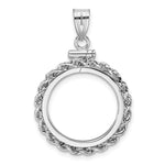 將圖片載入圖庫檢視器 14K White Gold 17.8 mm Coin Bezel Holder Pendant Charm Diamond Cut Rope Edge US $2.50 Dollar Liberty Indian Barber Dime Mercury Dime Screw Top

