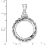 將圖片載入圖庫檢視器 14K White Gold 17.8 mm Coin Bezel Holder Pendant Charm Diamond Cut Rope Edge US $2.50 Dollar Liberty Indian Barber Dime Mercury Dime Screw Top

