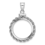 將圖片載入圖庫檢視器 14K White Gold 17.8 mm Coin Bezel Holder Pendant Charm Diamond Cut Rope Edge US $2.50 Dollar Liberty Indian Barber Dime Mercury Dime Screw Top
