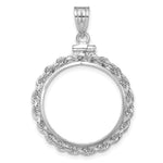 Lataa kuva Galleria-katseluun, 14K White Gold 21.6 mm Coin Bezel Holder Pendant Charm Rope Edge US $5 Dollar Liberty Indian Statue of Liberty Bald Eagle Congressional Screw Top
