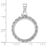 Lataa kuva Galleria-katseluun, 14K White Gold 21.6 mm Coin Bezel Holder Pendant Charm Rope Edge US $5 Dollar Liberty Indian Statue of Liberty Bald Eagle Congressional Screw Top
