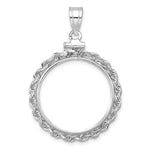 Lataa kuva Galleria-katseluun, 14K White Gold 21.6 mm Coin Bezel Holder Pendant Charm Rope Edge US $5 Dollar Liberty Indian Statue of Liberty Bald Eagle Congressional Screw Top
