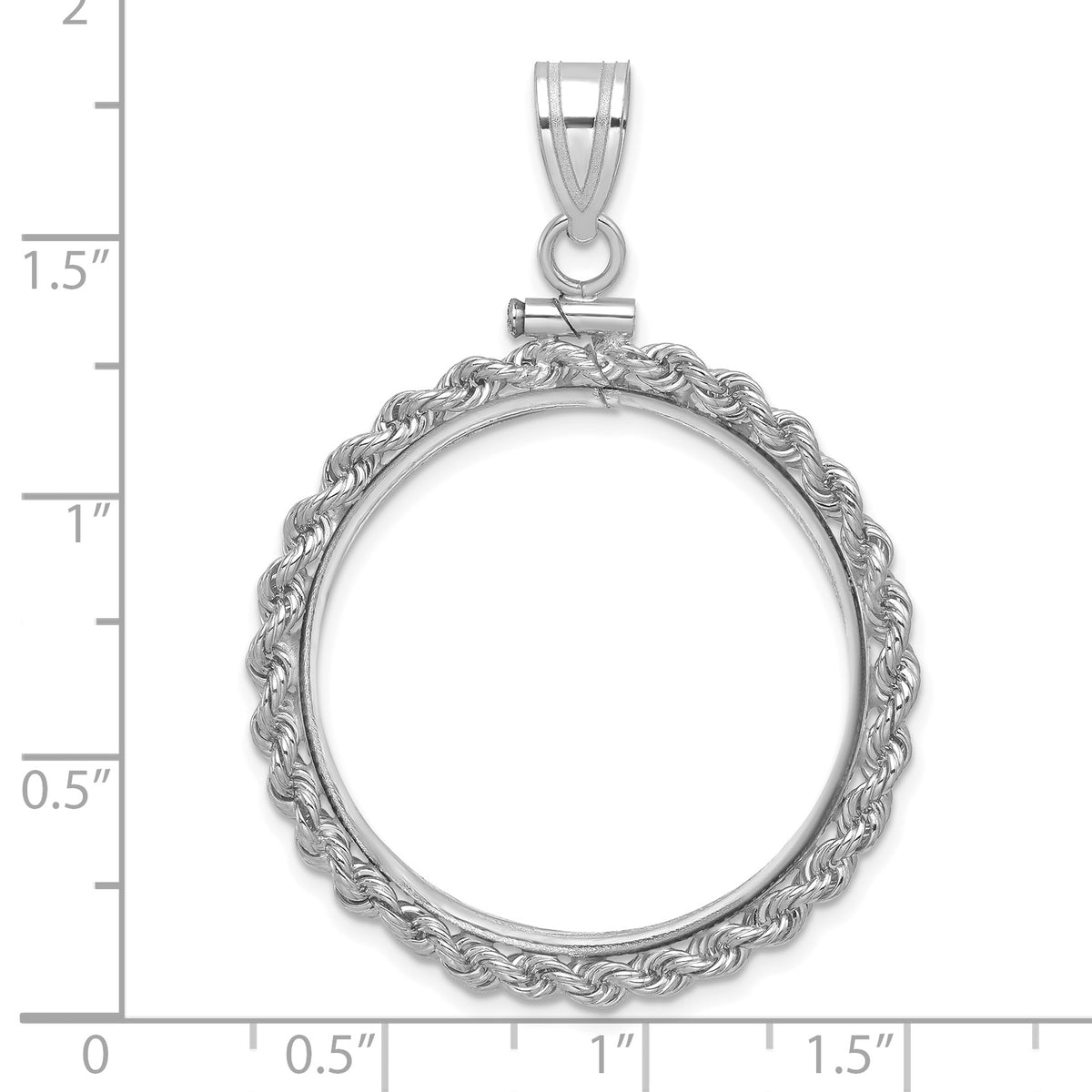 14K White Gold 27 mm Coin Bezel Holder Pendant Charm Rope Edge 1/2 oz American Eagle Panda US $10 Dollar Liberty Indian Screw Top