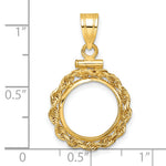 Charger l'image dans la galerie, 14K Yellow Gold 13 mm Coin Bezel Holder Pendant Charm Rope Edge US $1 Dollar Type 1 and 2 Peso Screw Top
