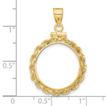將圖片載入圖庫檢視器 14K Yellow Gold 17.8 mm Coin Bezel Holder Pendant Charm Rope Edge US $2.50 Dollar Liberty Indian Barber Dime Mercury Dime Screw Top
