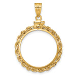 Indlæs billede til gallerivisning 14K Yellow Gold 20.1 mm Coin Bezel Holder Pendant Charm Rope Edge 1/4 oz Koala Australian Nugget Screw Top
