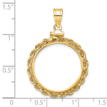 Indlæs billede til gallerivisning 14K Yellow Gold 20.1 mm Coin Bezel Holder Pendant Charm Rope Edge 1/4 oz Koala Australian Nugget Screw Top
