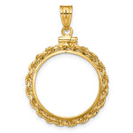Загрузить изображение в средство просмотра галереи, 14K Yellow Gold 21.6 mm Coin Bezel Holder Pendant Charm Rope Edge US $5 Dollar Liberty Indian Statue of Liberty Bald Eagle Congressional Screw Top

