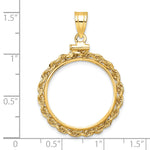 Загрузить изображение в средство просмотра галереи, 14K Yellow Gold 21.6 mm Coin Bezel Holder Pendant Charm Rope Edge US $5 Dollar Liberty Indian Statue of Liberty Bald Eagle Congressional Screw Top
