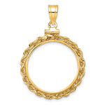 Загрузить изображение в средство просмотра галереи, 14K Yellow Gold 21.6 mm Coin Bezel Holder Pendant Charm Rope Edge US $5 Dollar Liberty Indian Statue of Liberty Bald Eagle Congressional Screw Top
