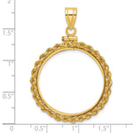 Indlæs billede til gallerivisning 14K Yellow Gold 25 mm Coin Bezel Holder Pendant Charm Rope Edge 1/2 oz Maple Leaf Australian Nugget Kangaroo Koala Screw Top
