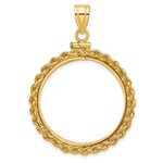 Indlæs billede til gallerivisning 14K Yellow Gold 25 mm Coin Bezel Holder Pendant Charm Rope Edge 1/2 oz Maple Leaf Australian Nugget Kangaroo Koala Screw Top
