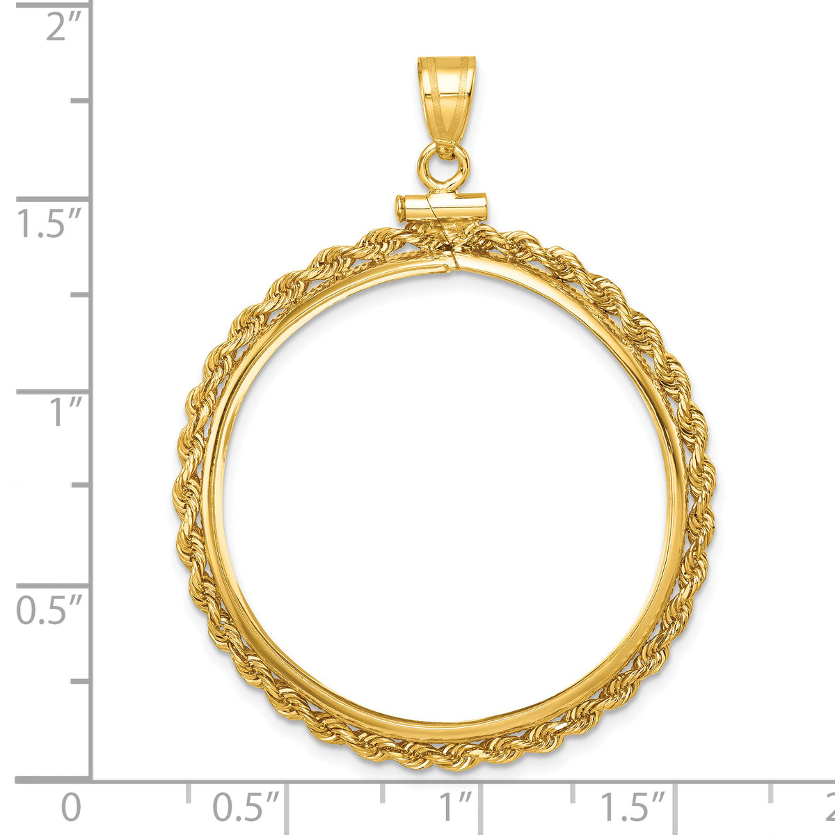 14K Yellow Gold 32 mm Coin Bezel Holder Pendant Charm Rope Edge Old US Series 1 oz Panda Australian Nugget Kangaroo Koala Screw Top
