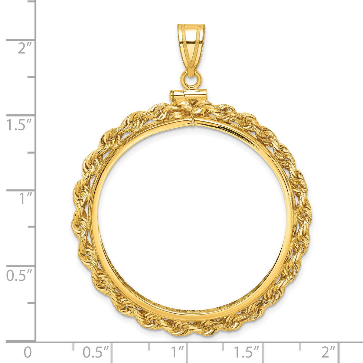 14K Yellow Gold 39.5 mm Coin Bezel Holder Pendant Charm Rope Edge 4 Ducat Screw Top