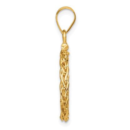 14K Yellow Gold 14 mm Coin Bezel Holder Pendant Charm Wheat Chain 1/20 oz Maple Leaf Panda Kangaroo 1/25 oz Cat Screw Top