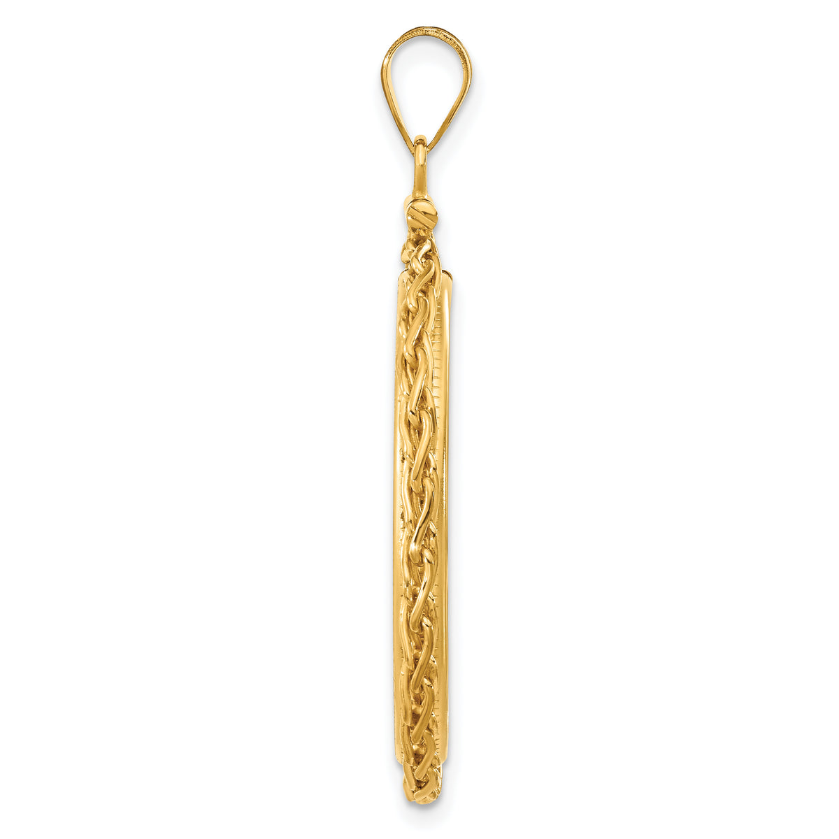 14K Yellow Gold 27 mm Coin Bezel Holder Pendant Charm Wheat Chain 1/2 oz American Eagle Panda US $10 Dollar Liberty Indian Screw Top
