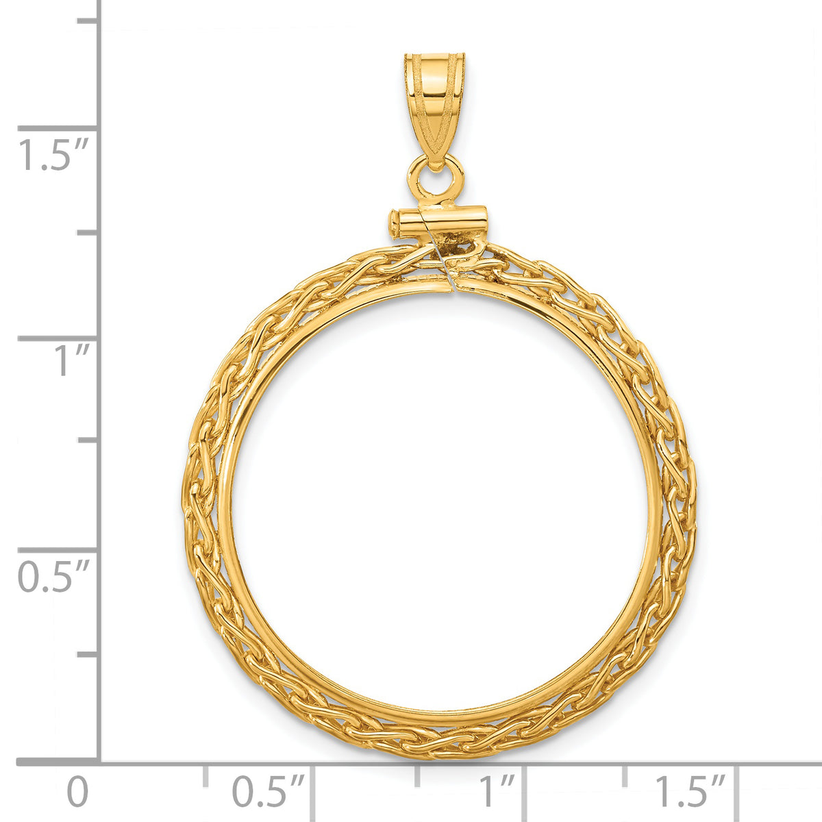 14K Yellow Gold 27 mm Coin Bezel Holder Pendant Charm Wheat Chain 1/2 oz American Eagle Panda US $10 Dollar Liberty Indian Screw Top