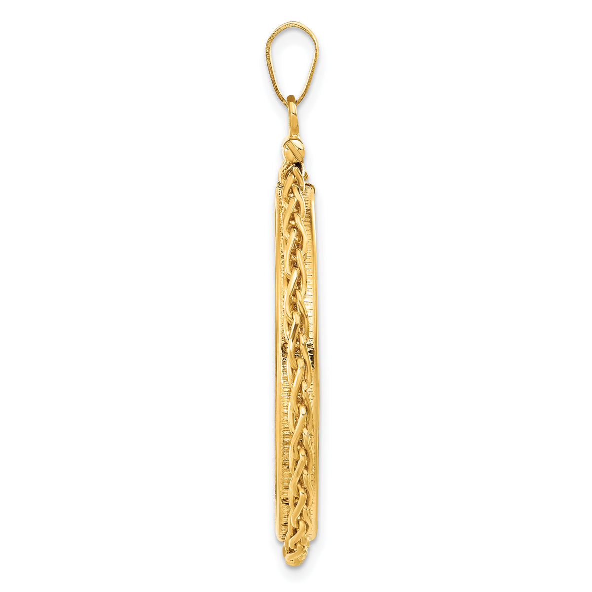 14K Yellow Gold 30 mm Coin Bezel Holder Pendant Charm Wheat Chain 1 oz Maple Leaf 1/2 oz Cat Screw Top