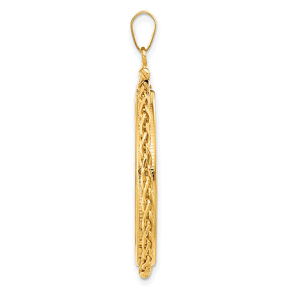 14K Yellow Gold 30 mm Coin Bezel Holder Pendant Charm Wheat Chain 1 oz Maple Leaf 1/2 oz Cat Screw Top