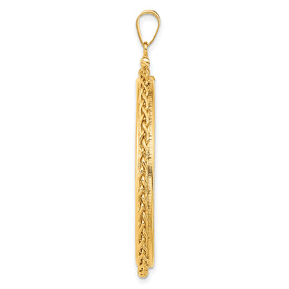 14K Yellow Gold 37 mm Coin Bezel Holder Pendant Charm Wheat Chain 50 Peso Screw Top