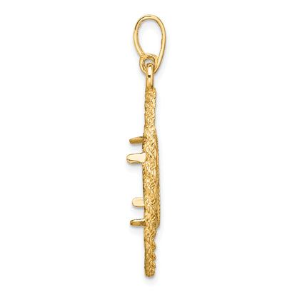 14K Yellow Gold 13 mm Coin Bezel Holder Pendant Charm Greek Key Rope Diamond Cut US $1 Dollar Type 1 and 2 Peso Prong