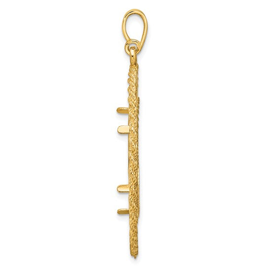 14K Yellow Gold 21.6 mm Coin Bezel Holder Pendant Charm Greek Key Rope Diamond Cut US $5 Dollar Liberty Indian Statue of Liberty Bald Eagle Congressional Prong