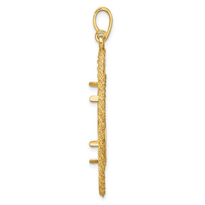 14K Yellow Gold 21.6 mm Coin Bezel Holder Pendant Charm Greek Key Rope Diamond Cut US $5 Dollar Liberty Indian Statue of Liberty Bald Eagle Congressional Prong