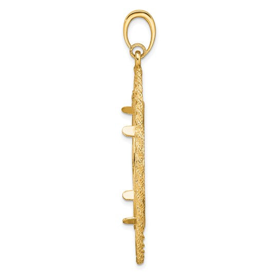 14K Yellow Gold 27 mm Coin Bezel Holder Pendant Charm Greek Key Rope Diamond Cut 1/2 oz American Eagle Panda US $10 Dollar Liberty Indian Prong
