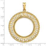 Charger l'image dans la galerie, 14K Yellow Gold 27 mm Coin Bezel Holder Pendant Charm Greek Key Rope Diamond Cut 1/2 oz American Eagle Panda US $10 Dollar Liberty Indian Prong

