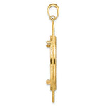 Indlæs billede til gallerivisning 14K Yellow Gold 32.7 mm Coin Bezel Holder Pendant Charm Greek Key Rope Diamond Cut 1 oz American Eagle Cat Krugerrand Prong
