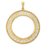 Charger l'image dans la galerie, 14K Yellow Gold 34.2 mm Coin Bezel Holder Pendant Charm Greek Key Rope Diamond Cut US $20 Dollar Liberty Saint-Gaudens Prong
