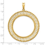 Charger l'image dans la galerie, 14K Yellow Gold 34.2 mm Coin Bezel Holder Pendant Charm Greek Key Rope Diamond Cut US $20 Dollar Liberty Saint-Gaudens Prong
