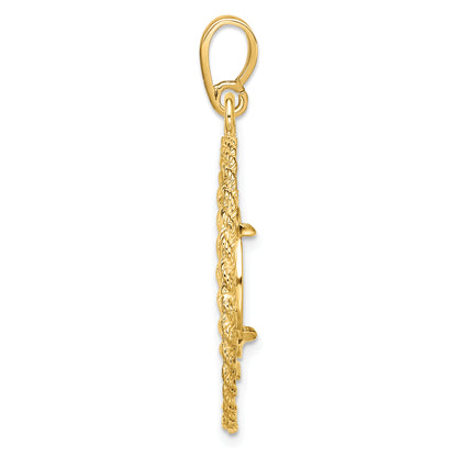 14K Yellow Gold 13 mm Coin Bezel Holder Pendant Charm Greek Key Rope US $1 Dollar Type 1 and 2 Peso Prong