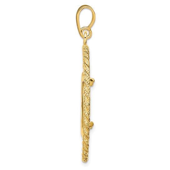 14K Yellow Gold 16.5 mm Coin Bezel Holder Pendant Charm Greek Key Rope 1/10 oz American Eagle Krugerrand Prong
