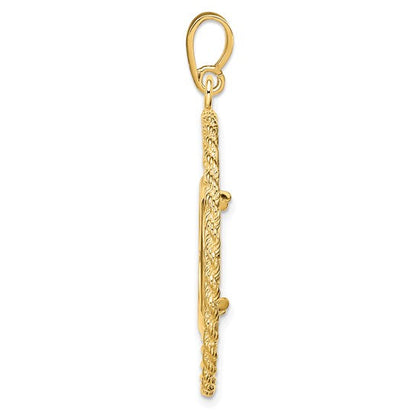 14K Yellow Gold 16.5 mm Coin Bezel Holder Pendant Charm Greek Key Rope 1/10 oz American Eagle Krugerrand Prong