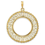 Lade das Bild in den Galerie-Viewer, 14K Yellow Gold 21.6 mm Coin Bezel Holder Pendant Charm Greek Key Rope US $5 Dollar Liberty Indian Statue of Liberty Bald Eagle Congressional Prong
